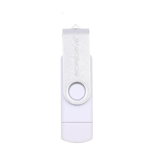 Wewoo Clé USB Ordinateur mobile MicroDrive 32 Go USB 2.0 - Disque U métallique rotatif OTG à double usage Blanc