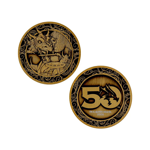 Fanattik Dungeons & Dragons - Pièce de collection 50th Anniversary Antique Gold Edition 4 cm