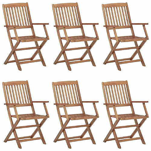 Maison Chic Lot de 6 Chaises pliables de jardin avec coussins - Fauteuil d'extérieur Bois d'acacia -MN82887