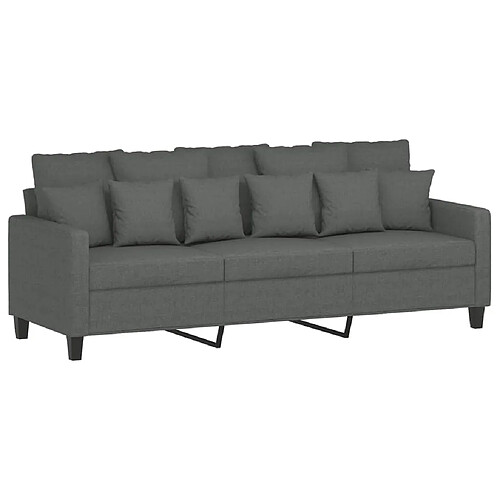 Maison Chic Canapé à 3 places,Canapé droit,Sofa de Salon,Banquette Gris foncé 180 cm Tissu -GKD428244