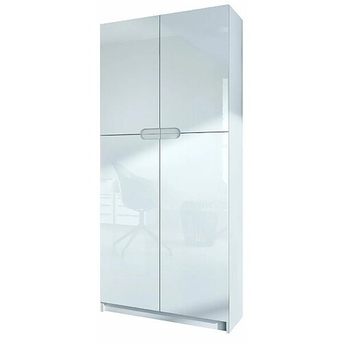 Mpc Armoire De Bureau Blanc Mat Et Facade Laquéé (lxhxp) : 82 x 185 x 37