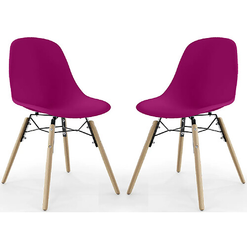 ICONIK INTERIOR Chaise de Salle à Manger - Design Scandinave - Pieds en Bois - Lot de 2 - Skögur Mauve