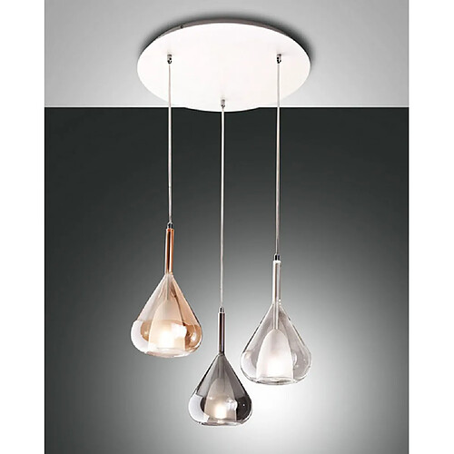 Lumière Suspension Cluster Ambre, Gris Et Verre Transparent, E27