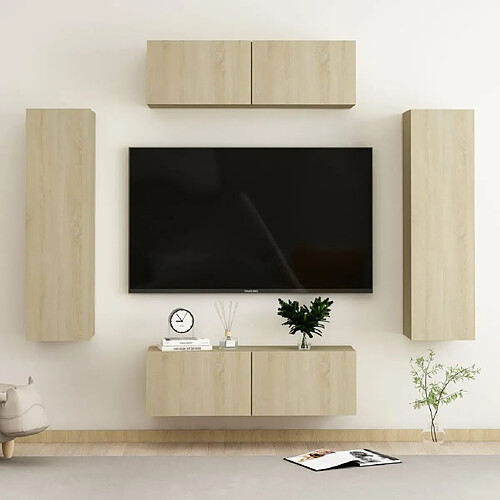 vidaXL Ensemble de meubles TV 4 pcs Chêne sonoma Bois d'ingénierie