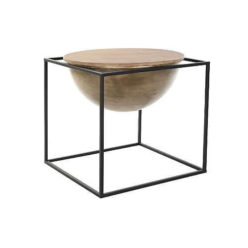 Pegane Table d'appoint en bois et métal coloris naturel noir - diamètre 64 x hauteur 62 cm