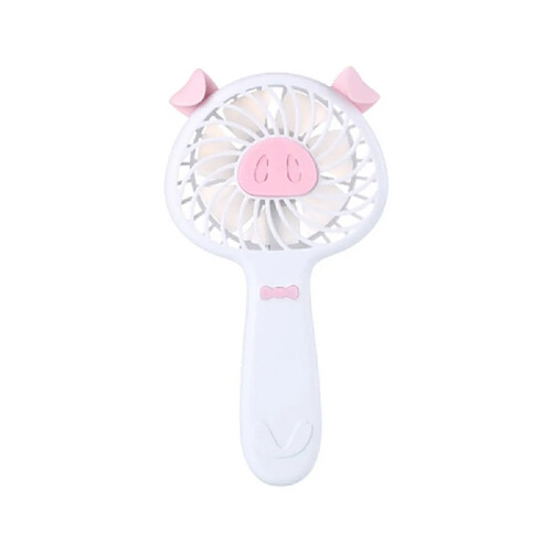 Handheld Mini Piggy Portable Cartoon USB Rechargeable Fan(White)