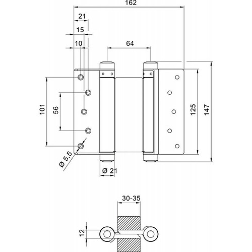 DENI Charnières Nr.33 Acier inoxydable Pièces 125mm