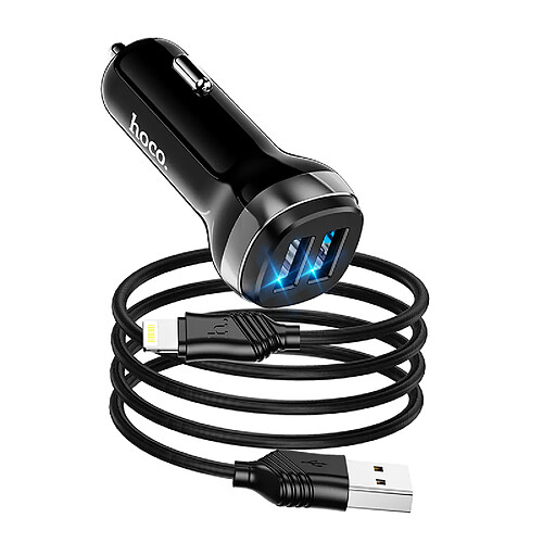 Chargeur de voiture Hoco Z40 Pour USB To Ip Noir