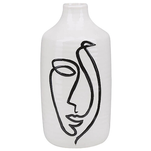 Beliani Vase à fleurs AENUS fait à la main Céramique 22 cm Blanc