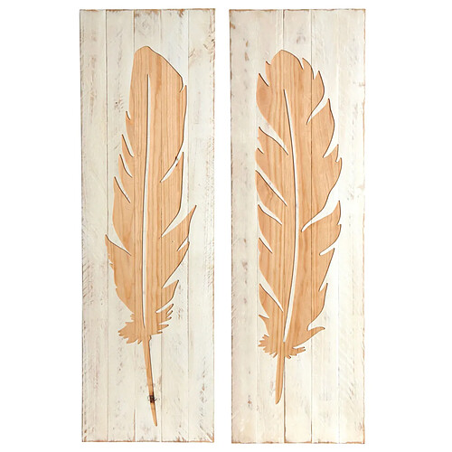 Aubry Gaspard Décoration murale en bois Plume Lot de 2.