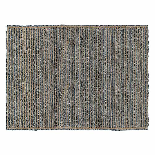 BigBuy Home Tapis 290 x 200 cm Naturel Bleu Coton Jute