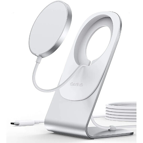 Chrono Chargeur sans Fil Magnétique,Chargeur a Induction pour iPhone Compatible avec Mag-Safe Chargeur avec 1.5M USB C Câble, Support Chargeur Rapide sans Fil pour iPhone 12/12Pro/12 Pro Max/Mini(Blanc)