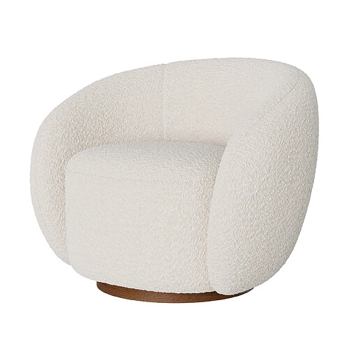 Rendez Vous Deco Fauteuil pivotant Naya en tissu bouclé blanc