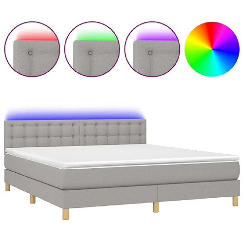 Maison Chic Lit adulte- Lit + matelas,Sommier à lattes de lit et matelas et LED Gris clair 180x200 cm -GKD40689