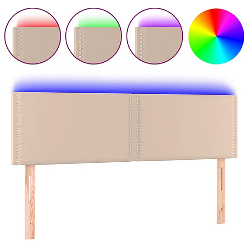 Maison Chic Tête de lit moderne à LED lumineuse pour chambre - Décoration de lit Cappuccino 144x5x78/88 cm Similicuir -MN99805