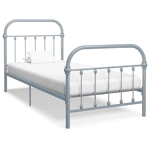 vidaXL Cadre de lit sans matelas gris métal 90x200 cm