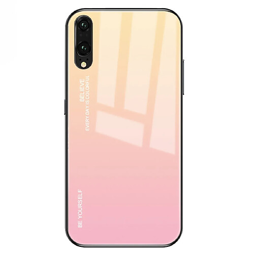 Wewoo Coque Pour Huawei P20 Gradient Color Glass Case Jaune