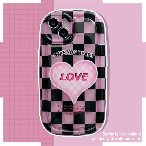 GUPBOO Étui pour iPhone11ProMax Coque de téléphone Love Girl personnalisée en damier souple