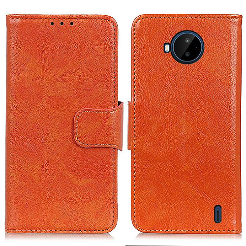 Etui en PU texture nappa, fermoir magnétique avec support, orange pour votre Nokia C20 Plus