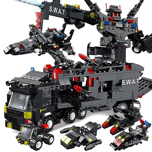 Universal Robot de police épicentre mini données numériques ensemble de briques 8in3 blocs de bâtiment de police de Swat City enfants voitures camions cadeaux pour les garçons