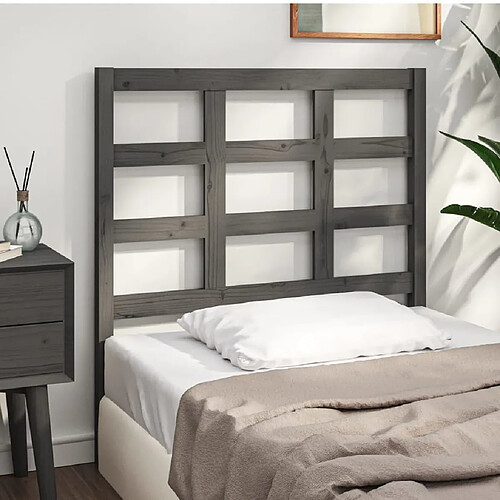 Maison Chic Tête de lit scandinave pour lit adulte,Meuble de chambre Gris 95,5x4x100 cm Bois massif de pin -MN11956