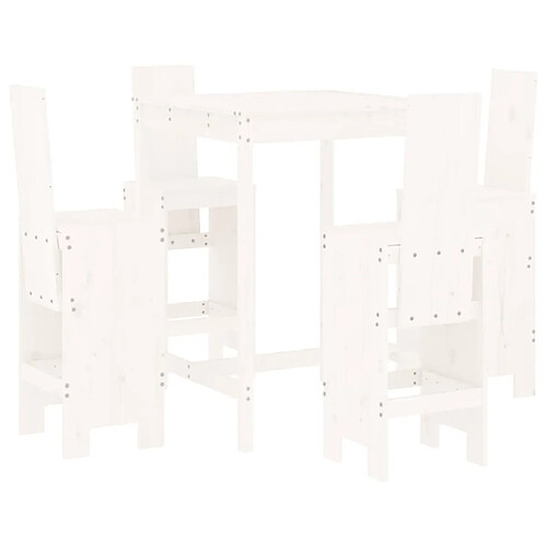 Maison Chic Table de bar et chaises d'extérieur 5 pcs,Ensemble de bar de jardin pour relax blanc bois massif de pin -GKD297050