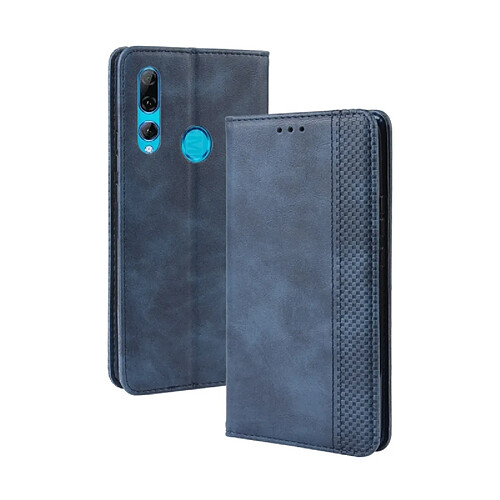 Wewoo Housse Coque Étui en cuir à boucle magnétique avec rétro pour Crazy Horse Texture horizontale HUAWEI Y9 PRIME 2019avec support et fentes cartes et cadre photo Bleu