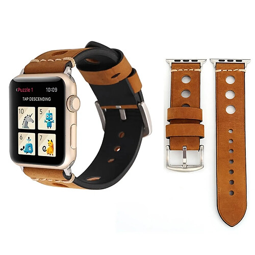 Wewoo Bracelet Apple Watch 42mm - Cuir marron