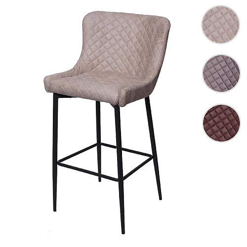 Mendler Tabouret de bar HWC-H79, pour comptoir, métal, vintage, avec repose-pied ~ tissu / textile gris