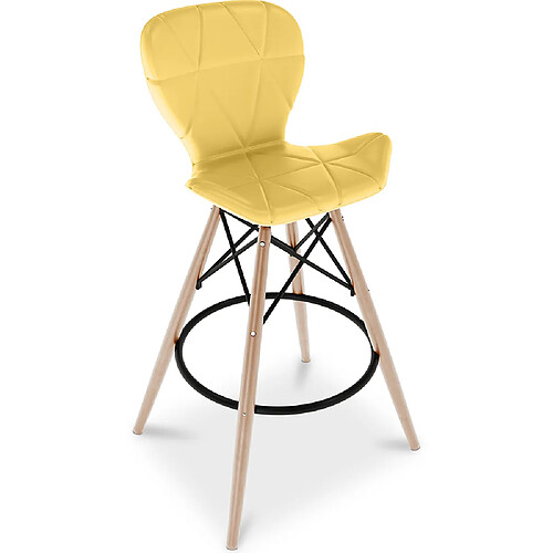 ICONIK INTERIOR Chaise de bar design scandinave avec pieds en bois naturel - Laila Jaune