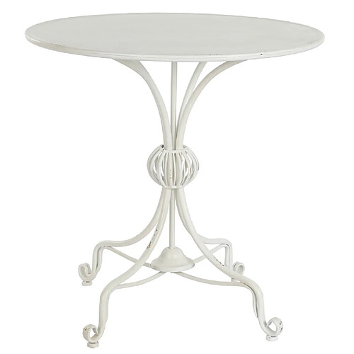 Pegane Table d'appoint ronde en métal coloris blanc - Diamètre 81 x Hauteur 81.5 cm