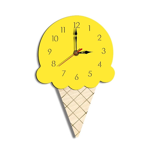 Wewoo Horloge murale décorative style crème glacée jaune