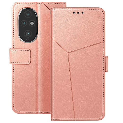 Avizar Etui Clapet pour Honor 200 Portefeuille Support Vidéo Rose Champagne