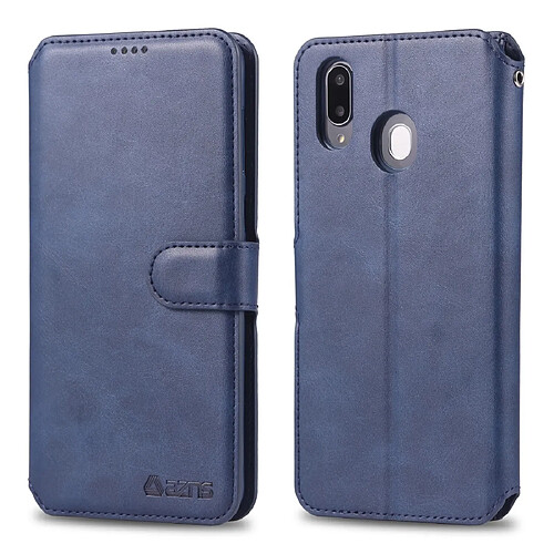 Wewoo Housse Coque Pour Galaxy M20 AZNS Étui en cuir PU avec support et fentes cartes et cadre photo Bleu