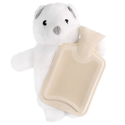 ZEN Bouillotte déhoussable en peluche Ourson 750ml Blanc