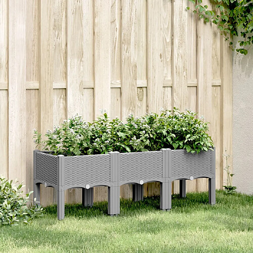 vidaXL Jardinière avec pieds gris clair 120x40x42 cm PP