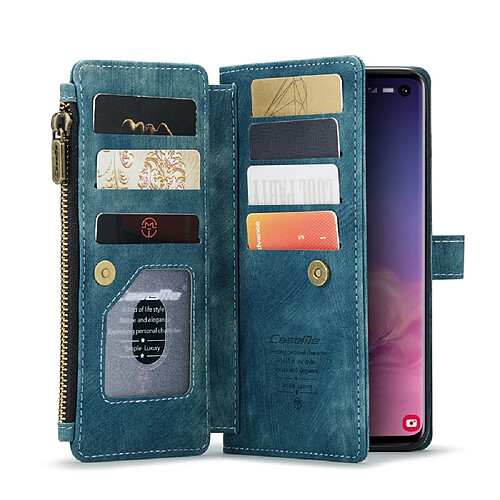 Caseme Etui en PU + TPU avec poche zippée et porte-cartes vert pour votre Samsung Galaxy S10 4G