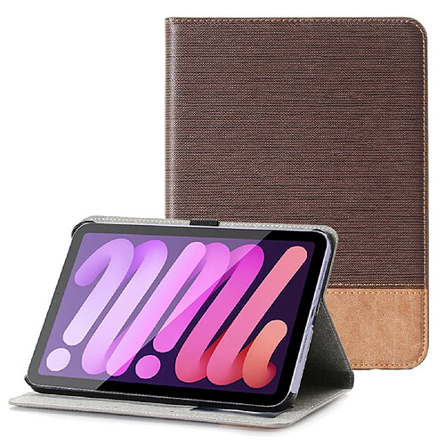 Etui en PU couleur d'épissage texture croisée avec support café pour votre Apple iPad mini (2021)