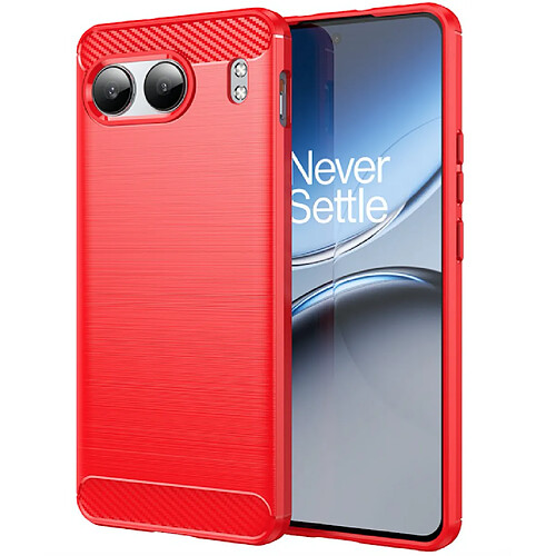 Htdmobiles Coque pour OnePlus Nord 4 - housse etui silicone gel carbone + verre trempe - ROUGE