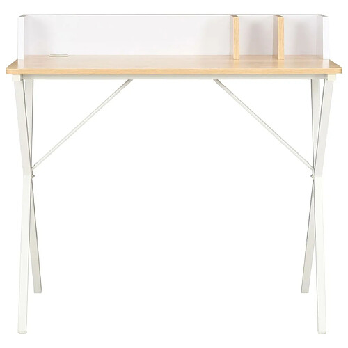 Maison Chic Bureau,Table de travail,bureau de travail pour chambre Blanc et naturel 80x50x84 cm -GKD59278