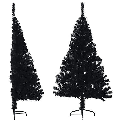 vidaXL Demi sapin de Noël artificiel avec support Noir 120 cm PVC