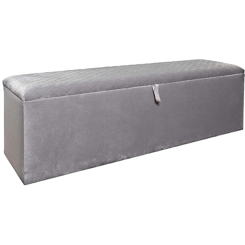 Vivenla Banc bout de lit coffre avec rangement coloris gris design en velours L. 150 x P. 41 x H. 45 cm collection RIXOS