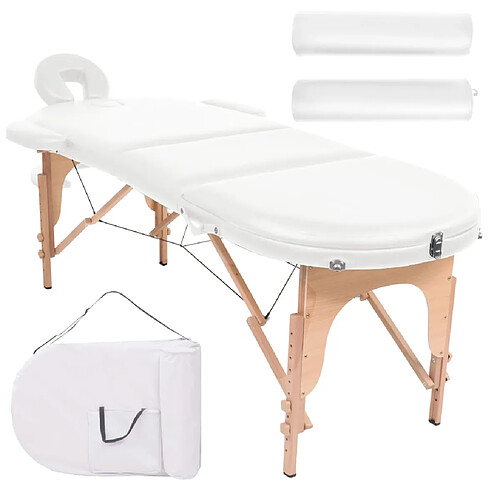 vidaXL Table de massage pliable 4 cm d'épaisseur et 2 traversins Blanc