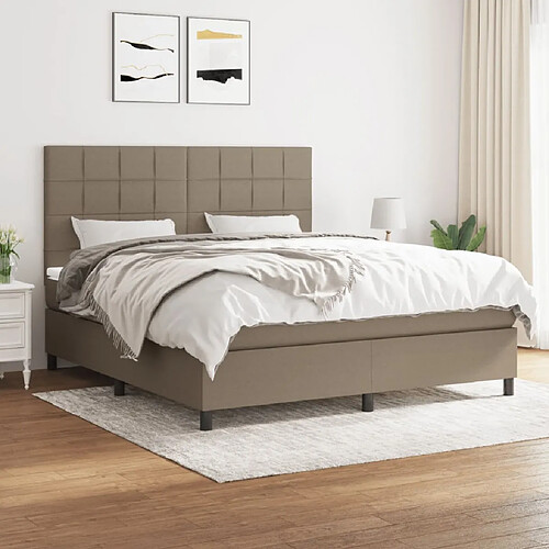 vidaXL Sommier à lattes de lit avec matelas Taupe 180x200 cm Tissu