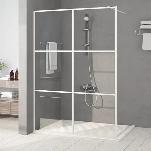 vidaXL Paroi de douche Blanc 140x195 cm Verre ESG transparent