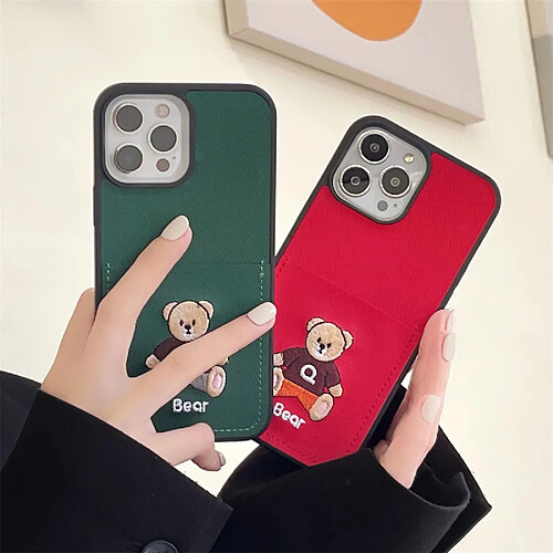 GUPBOO Étui pour iPhone11 Étui de téléphone simple d'ours Muppet assis de couleur unie anti-chute