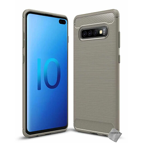 Htdmobiles Coque silicone gel carbone pour Samsung Galaxy S10+ Plus + film ecran - GRIS