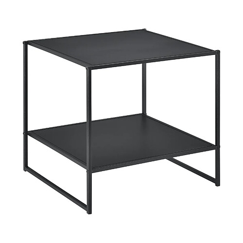 Helloshop26 Table de chevet avec étagère de rangement métal résistant noir mat 03_0006226