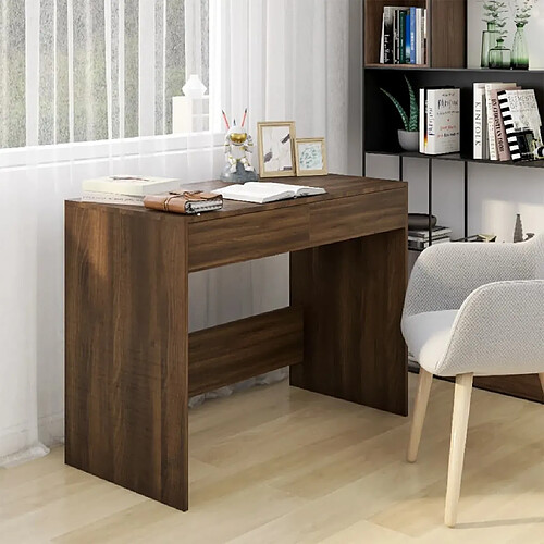 vidaXL Bureau Chêne marron 101x50x76,5 cm Bois d'ingénierie