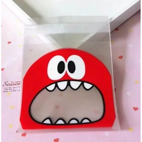 Wewoo 100 PCS Mignon Grand Teech Bouche Monstre Sac En Plastique De Mariage D'anniversaire Cookie Bonbons Cadeau D'emballage SacsTaille Du 10x10cm Rouge